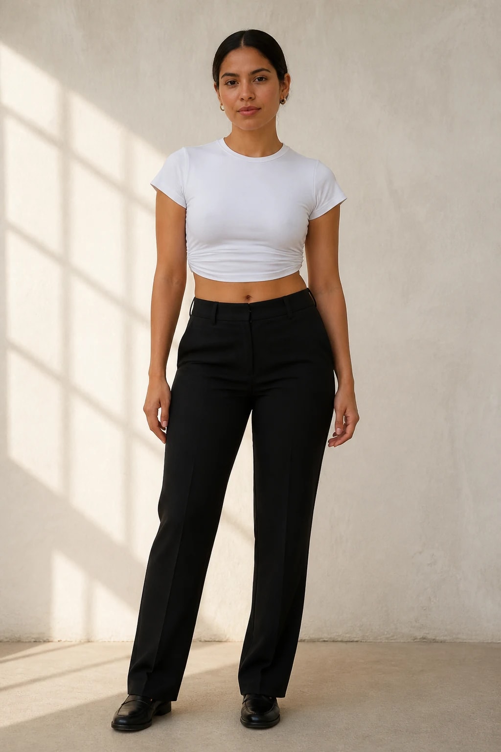 Top crop blanco manga corta